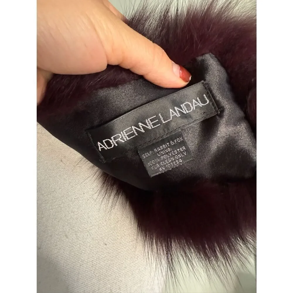 Y2K Adrienne Landau Plum Fox & Rabbit Fur Collar in Excellent Vintage condition